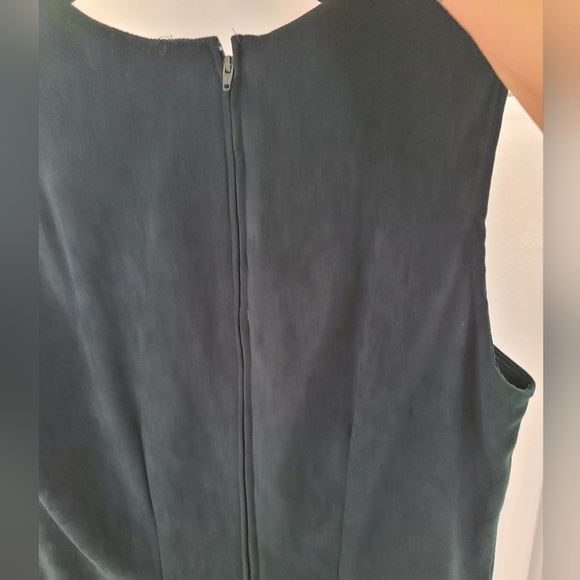 Dark Green Sleeveless Mock Neck Sheath Midi Dress - Picture 3 of 4